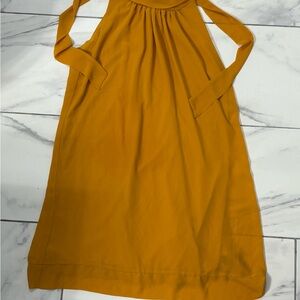 Eva Mendes Mustard Halter Dress